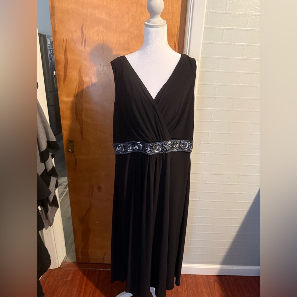 Onyx Black Maxi Dress with Silver Detailing